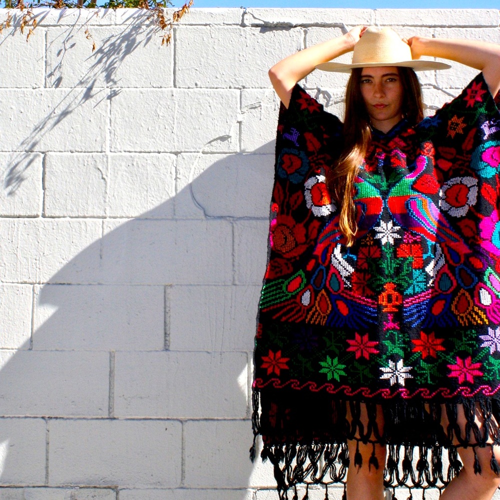 Vintage Handmade Mexican Boho Poncho